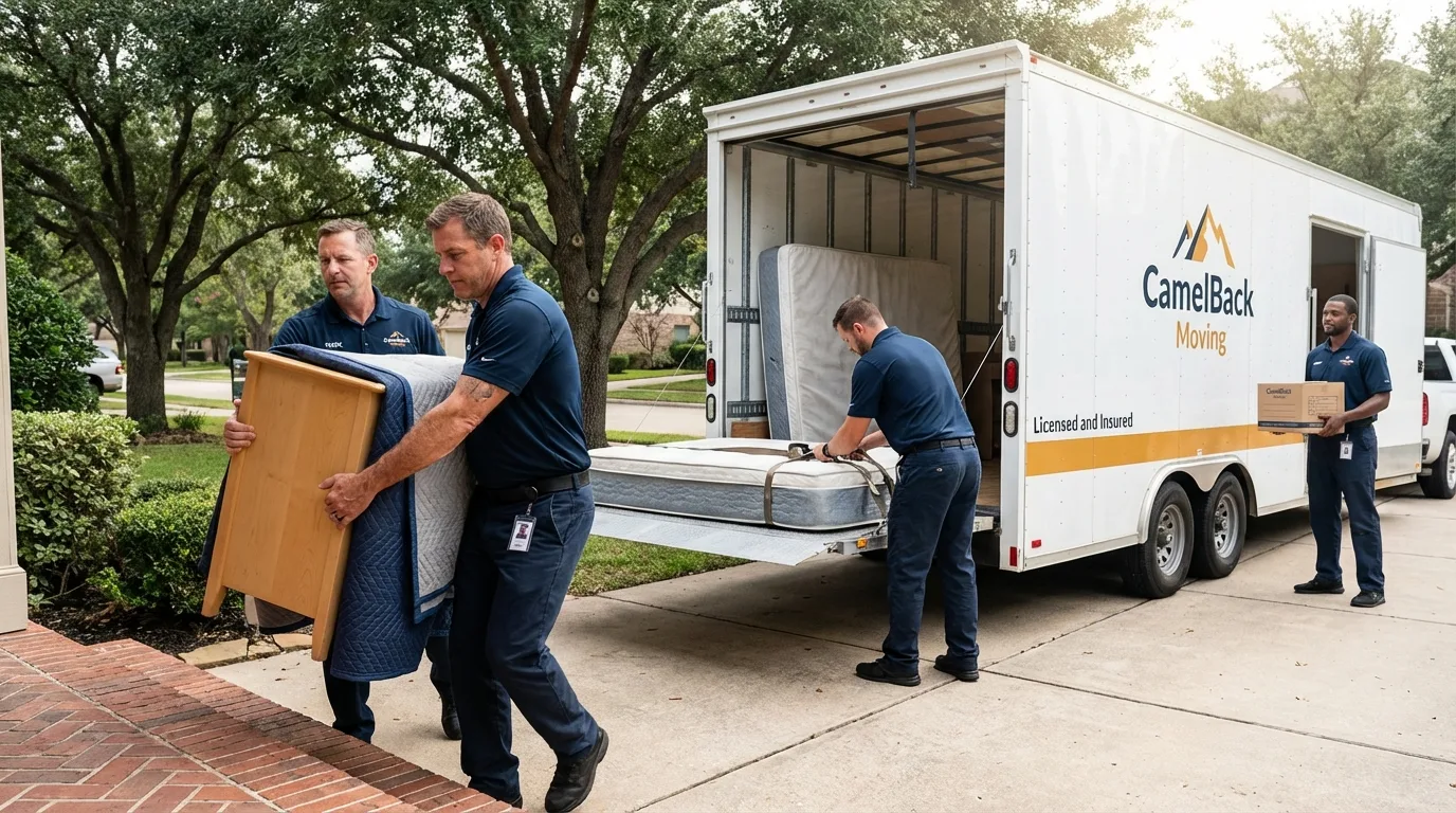 Crew loading residential truck for cross-state move from Franklin, GA