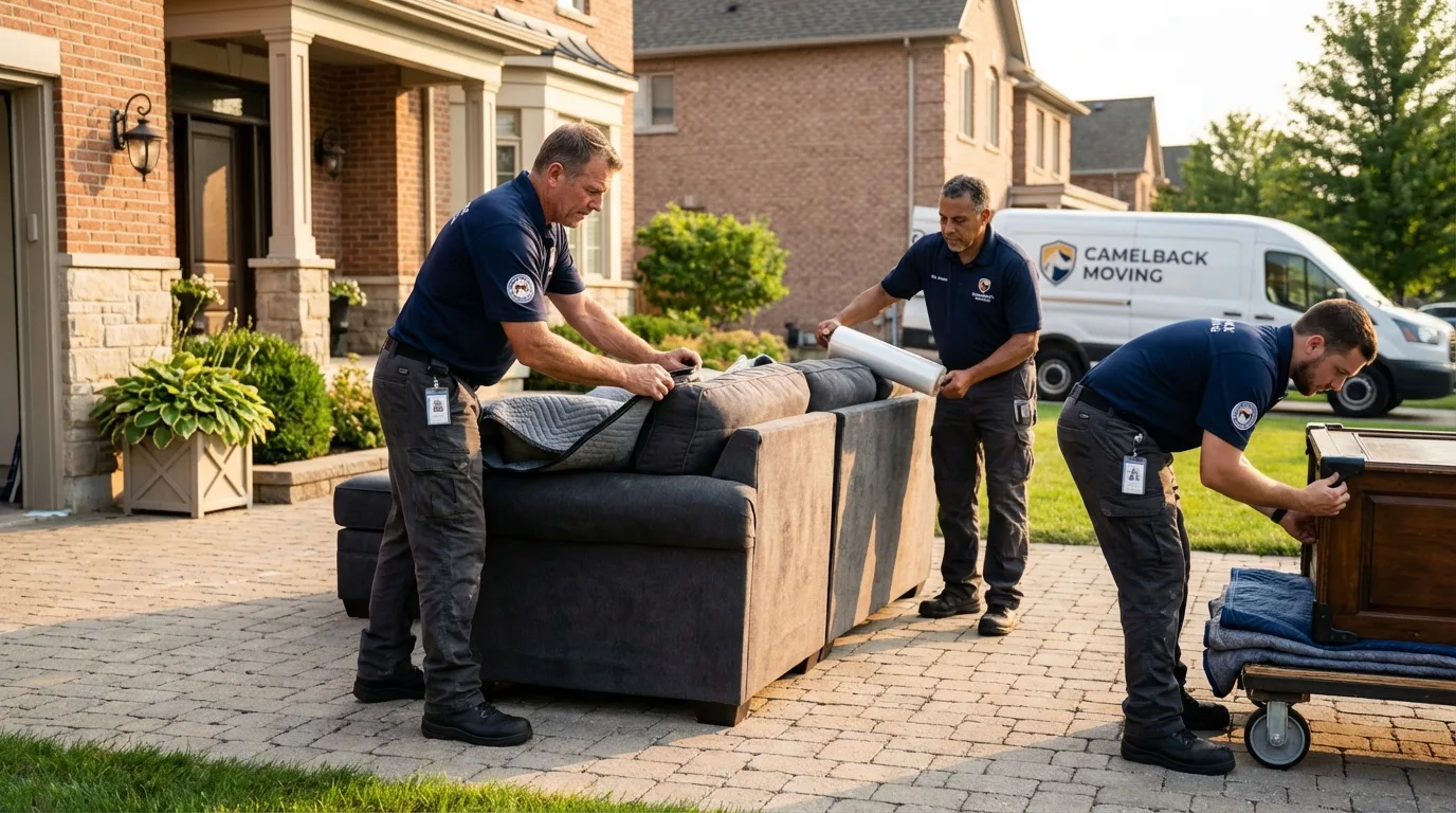 Large estate moving crew wrapping furniture in Franklin, GA